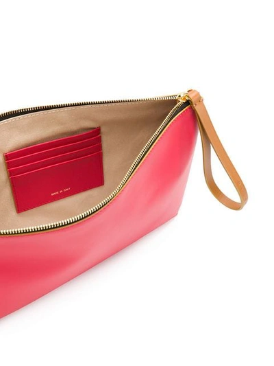 Shop Marni Block Colour Leather Pouch In Red