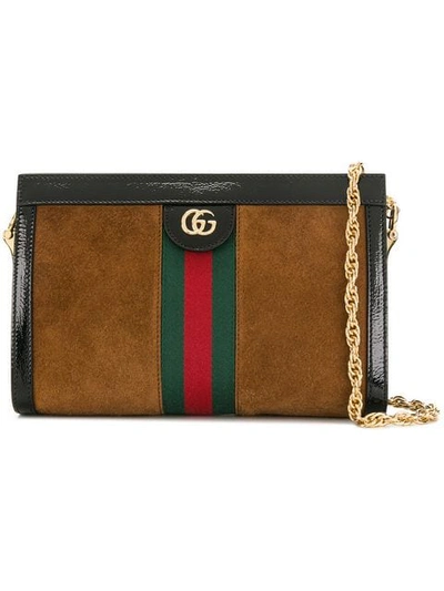 Shop Gucci Ophidia Shoulder Bag In Brown