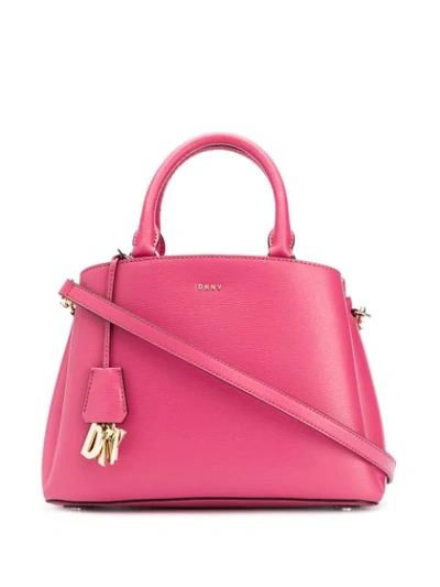 Shop Dkny Logo Charm Tote Bag In Pink