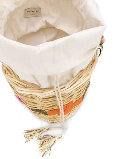 Shop Zeus + Dione Episkopi Embroidered Woven Basket In 007 Beige