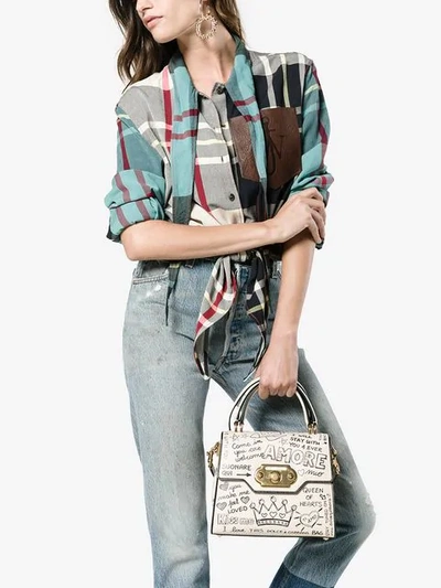 welcome printed leather bag