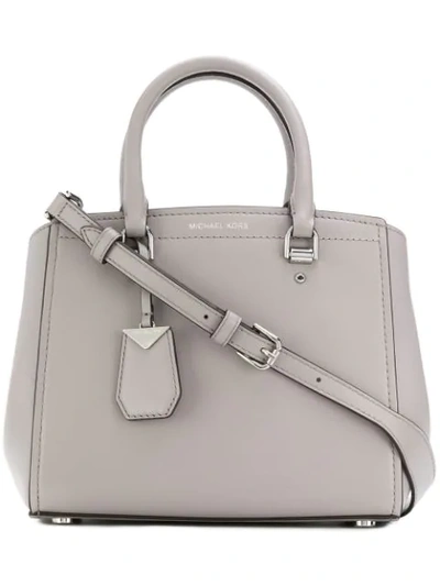 Shop Michael Michael Kors Benning Satchel Bag In Grey