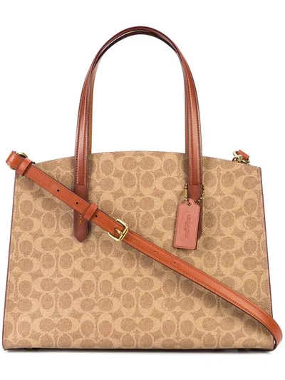 Shop Coach Monogram Print Shoulder Bag In Brown