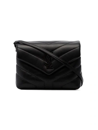 Shop Saint Laurent Toy Loulou Quilted Shoulder Bag In Black