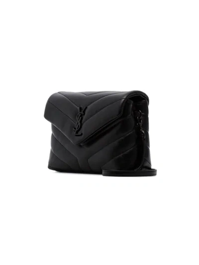 Shop Saint Laurent Toy Loulou Quilted Shoulder Bag In Black