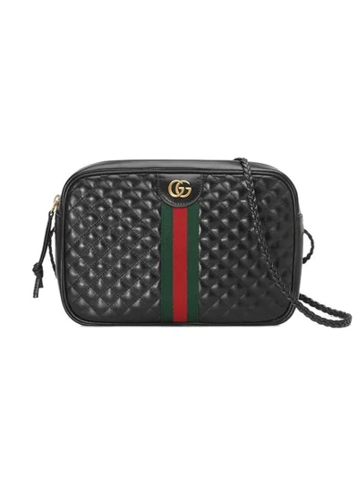 Shop Gucci Small Quilted Leather Shoulder Bag In Black