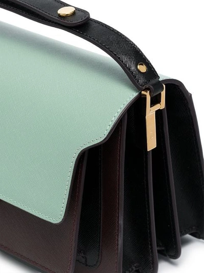 Shop Marni Green And Burgundy Trunk Leather Shoulder Bag