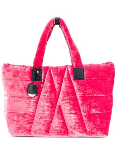 Shop Moncler Quilted Large Tote Bag In Pink