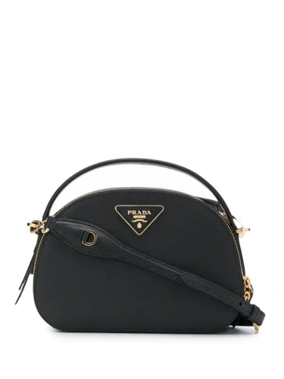 Shop Prada Odette Saffiano Shoulder Bag - Black