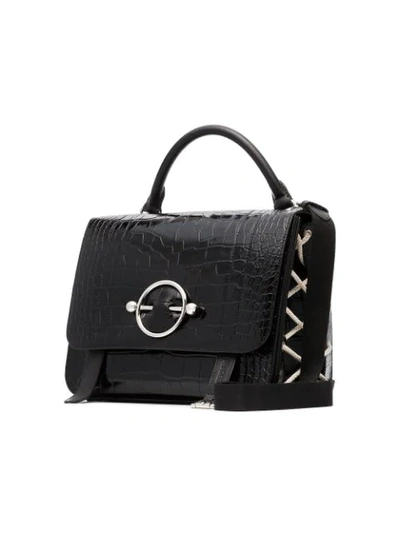 Shop Jw Anderson Crocodile Leather Shoulder Bag In Black