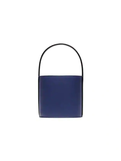 Shop Staud Bisset Blue And Black Leather Bucket Bag
