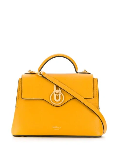 Shop Mulberry Mini Seaton Classic Grain Shoulder Bag In Yellow