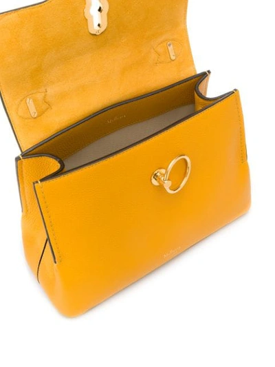 Shop Mulberry Mini Seaton Classic Grain Shoulder Bag In Yellow