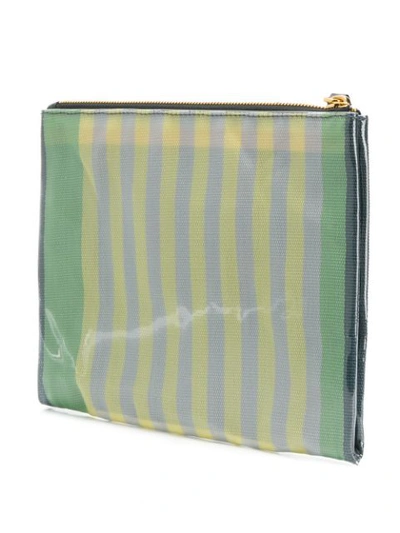 Shop Marni Striped Clutch Bag In Green