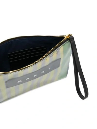 Shop Marni Striped Clutch Bag In Green