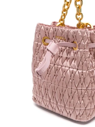 Shop Furla Stasy Cometa Velvet Small Bag In Pink