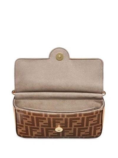 Shop Fendi Small Double F Handbag In Brown