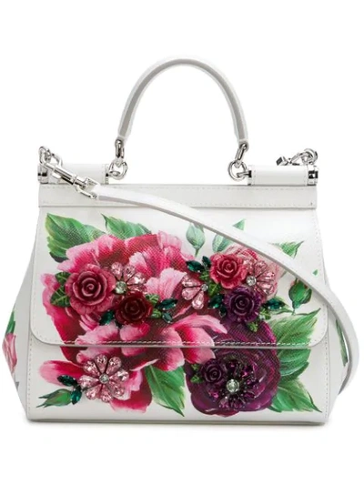 Shop Dolce & Gabbana Sicily Mini Tote Bag In White