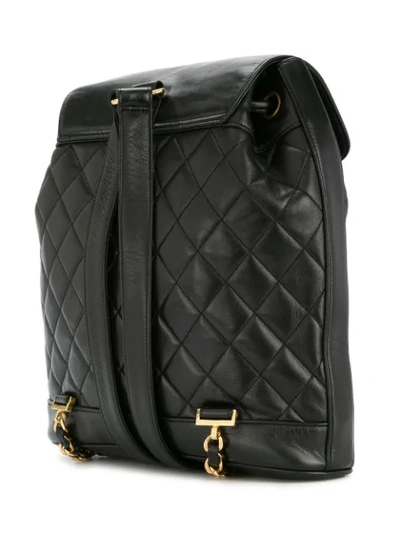 Pre-owned Chanel 1991-1994 Cc Chain Backpack In Black