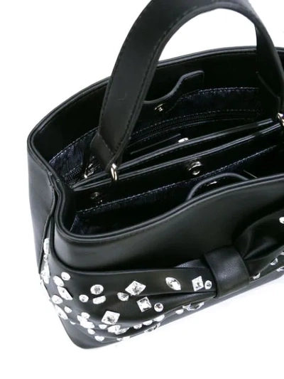 Shop Christian Siriano Embellished Bow Tote Bag In Black
