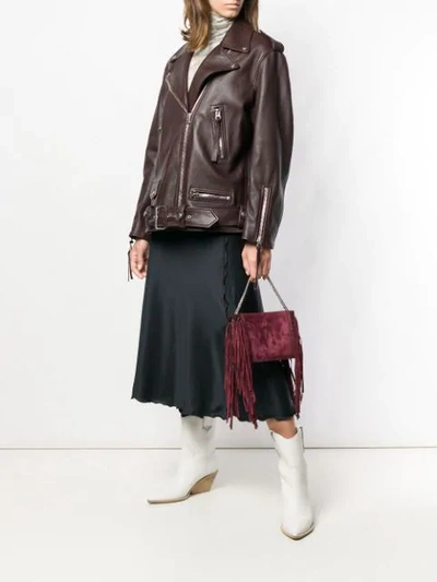 Shop Givenchy Fringe Square Clutch Bag In Purple