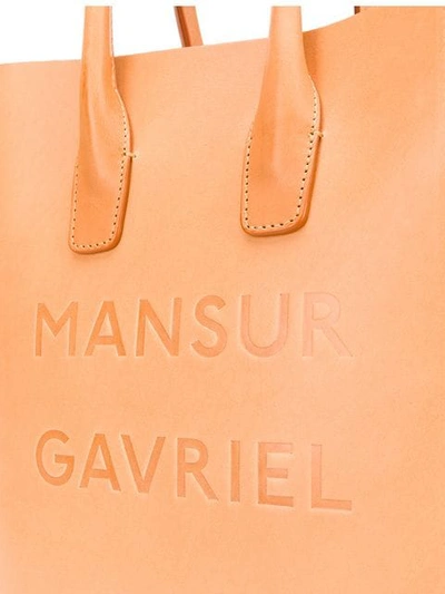 Shop Mansur Gavriel Embossed Logo Tote Bag In Neutrals