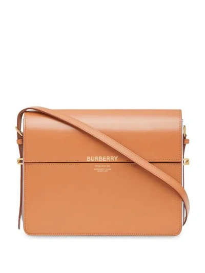Shop Burberry Large Two-tone Leather Grace Bag In Brown