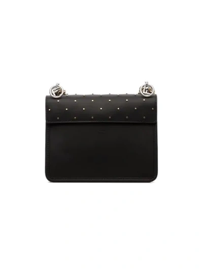 FENDI BLACK KAN I STUD EMBELLISHED LEATHER SHOULDER BAG - 黑色