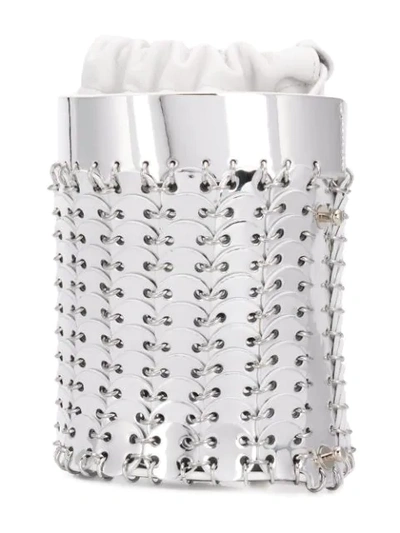 Shop Paco Rabanne Disc Embellished Bucket Tote - Silver