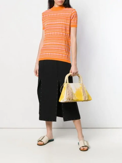 Shop Issey Miyake Tasseled Tote In Yellow