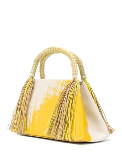 Shop Issey Miyake Tasseled Tote In Yellow