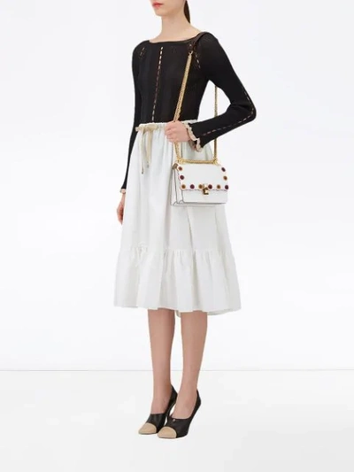 Shop Fendi Kan I Shoulder Bag In White