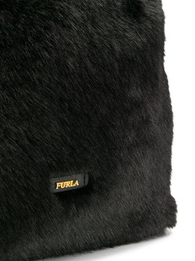 Shop Furla Stacy Faux Fur Bucket Bag In Black