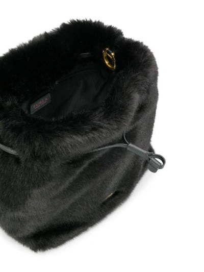 Shop Furla Stacy Faux Fur Bucket Bag In Black