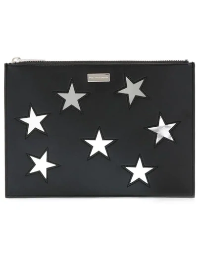 Shop Stella Mccartney Embroidered Stars Clutch Bag - Black