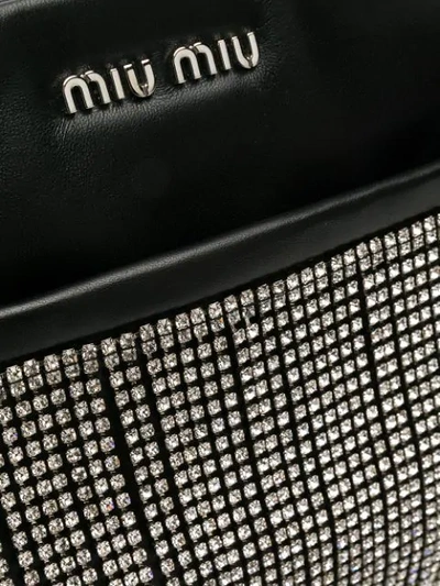 Shop Miu Miu Crystal Fringe Clutch Bag In Black