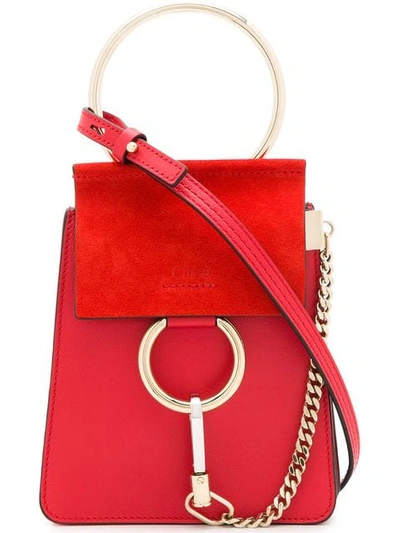 Shop Chloé Faye Small Bracelet Bag In 640 Plaid Red