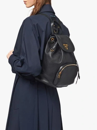 Prada Pebbled Leather Backpack In Black | ModeSens