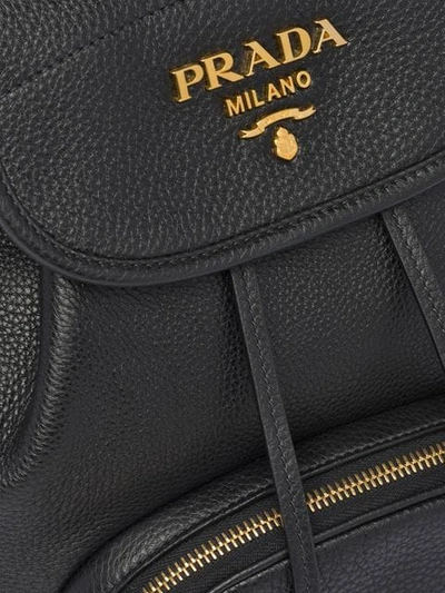 Shop Prada Leather Backpack In Black