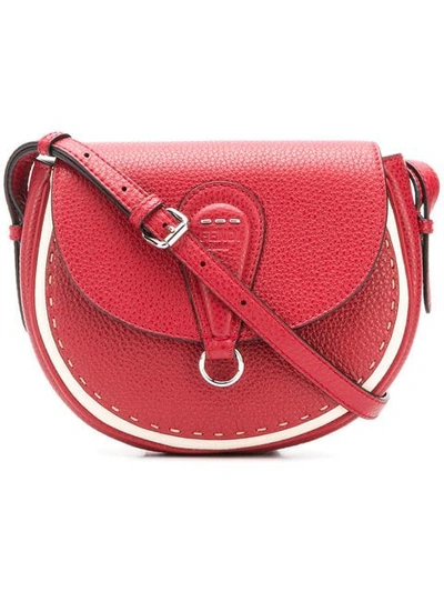 Shop Fendi Stitch Detail Saddle Bag In Red