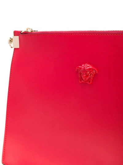 Shop Versace Palazzo Medusa Wristlet Clutch Bag In Red
