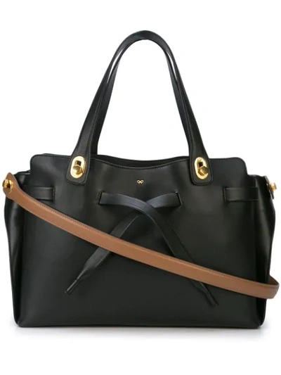 Shop Anya Hindmarch Crossover Strap Tote Bag - Black