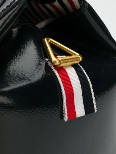 Shop Thom Browne 3-strap Small Navy Leather Bag In 415 Navy