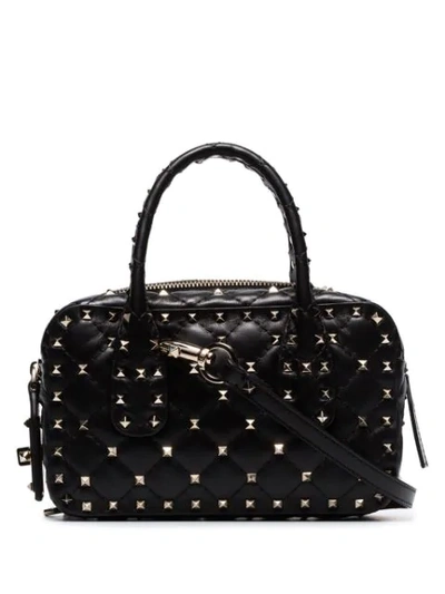 Shop Valentino Garavani Small Spike Duffle Bag In Black