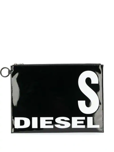 Shop Diesel Glossy Logo In Black