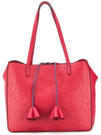 Shop Etro Paisley Embossed Tote In Red