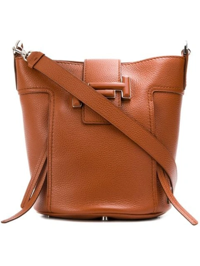 Shop Tod's Double T Bucket Bag In Brown