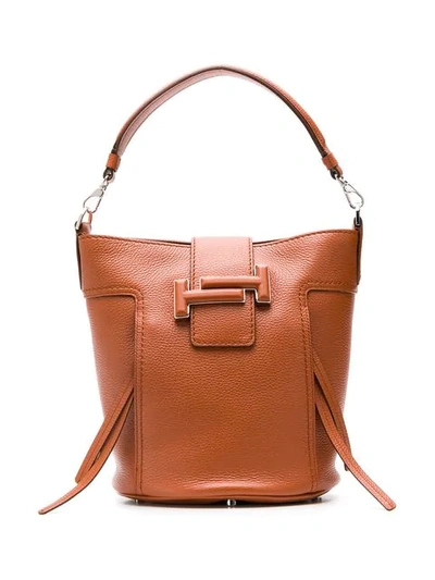 Shop Tod's Double T Bucket Bag In Brown