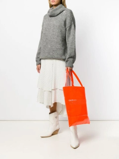 Shop Calvin Klein 205w39nyc Embossed Logo Tote Bag In Orange