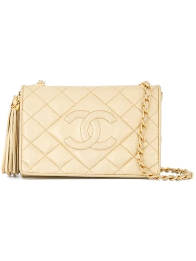 Pre-owned Chanel 1989-1991 Fringe Chain Shoulder Bag In Gold